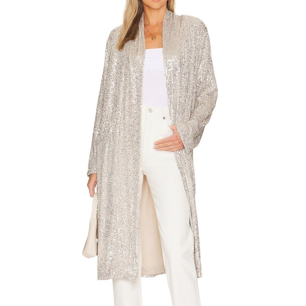 Silver Sequin Steve Madden "Show Stopper Duster"  Size Small